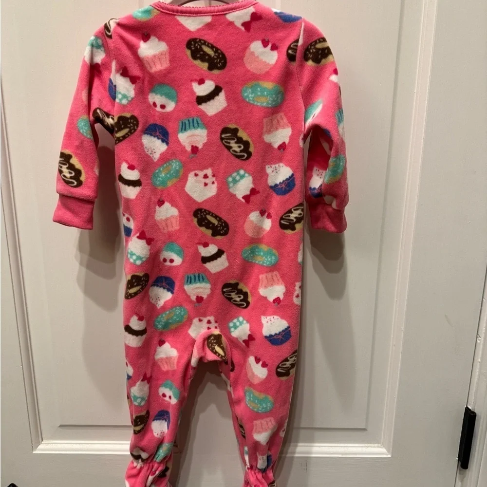 NWOT Carter’s 12M Pink Multicolor Dessert Long Sleeve Girls Footie Pajamas